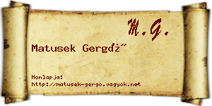 Matusek Gergő névjegykártya